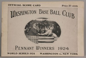 Lot 644: 1924 World Series Senators Scorecard, Signed