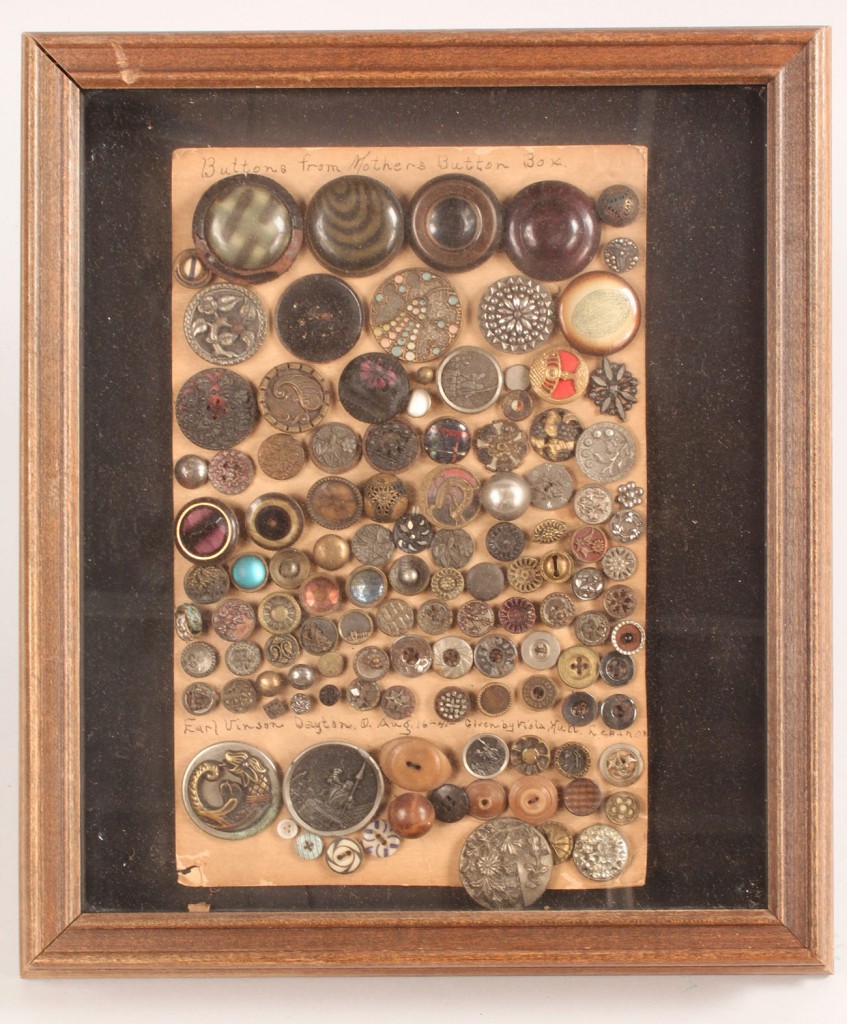 Lot 681: Framed Vintage Button Collection, 100+ pcs.