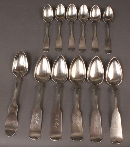 Lot 73: Assorted silver spoons, inc. Georgetown, KY