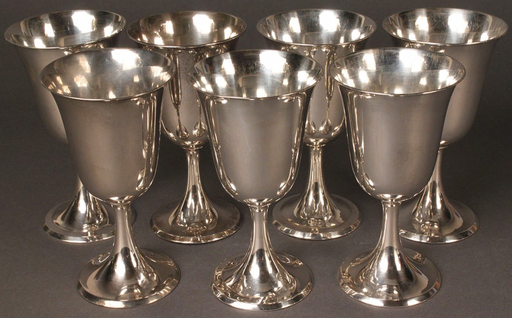 Lot 78: Seven Sterling Silver Goblets, 950 standard