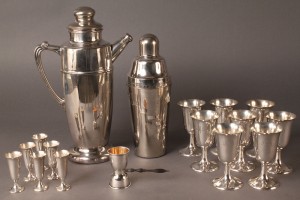 Lot 94: Lot of Sterling silver goblets plus Napier cocktail