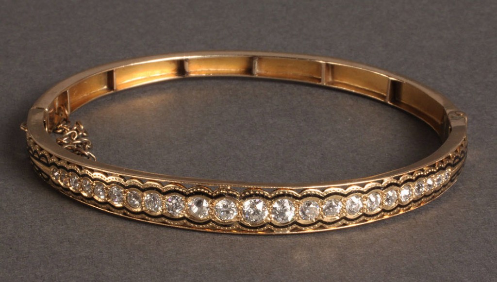 Lot 99: Ladies Art Deco Gold and Diamond Bracelet