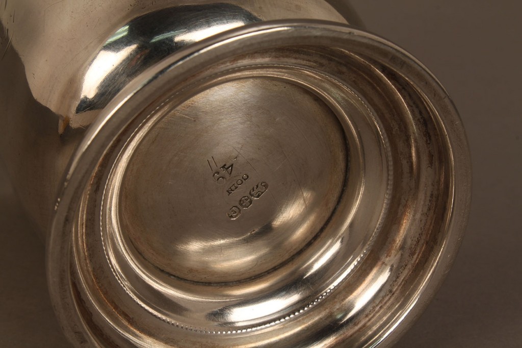 Lot 124: Coin silver mug and s/p hollowware, Sevier family