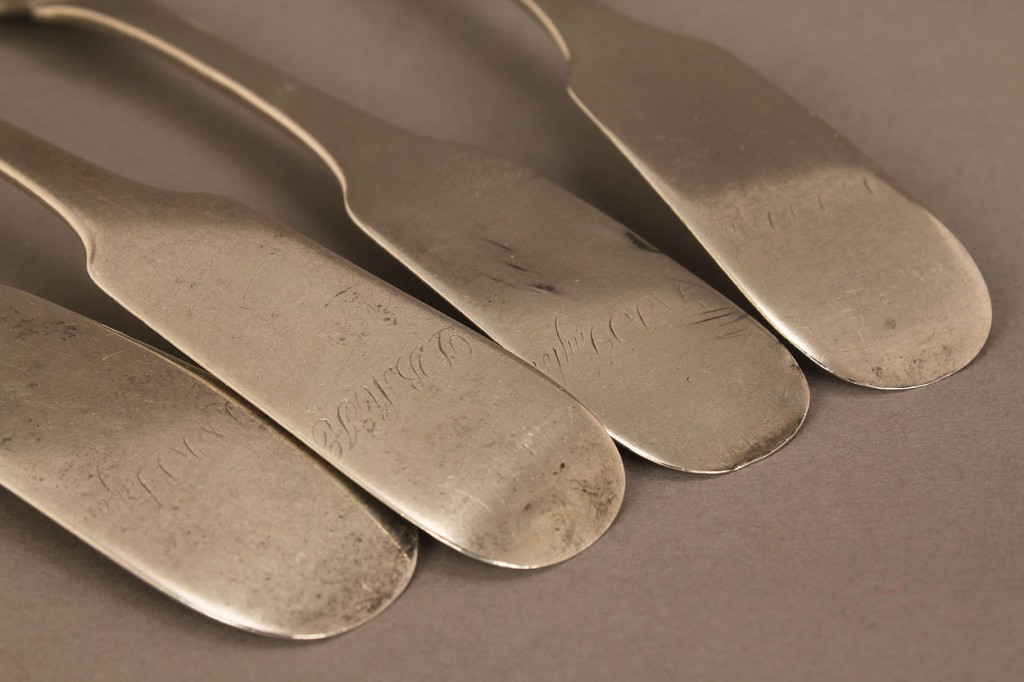 Lot 127: Four D. I. Wells Coin Silver Spoons, Bolivar, TN