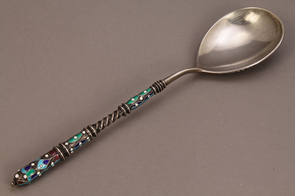 Lot 140: Marius Hammer Enameled Silver Spoon