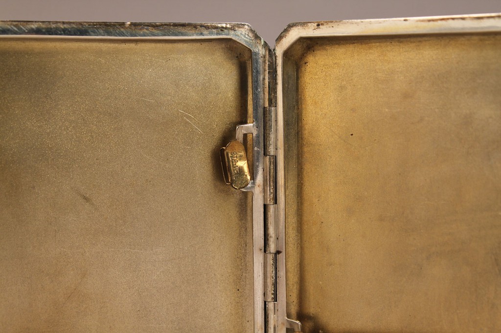 Lot 143: Enameled sterling cigarette case, nude