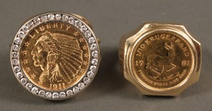 Lot 163: Two 14K & Gold Coin Rings