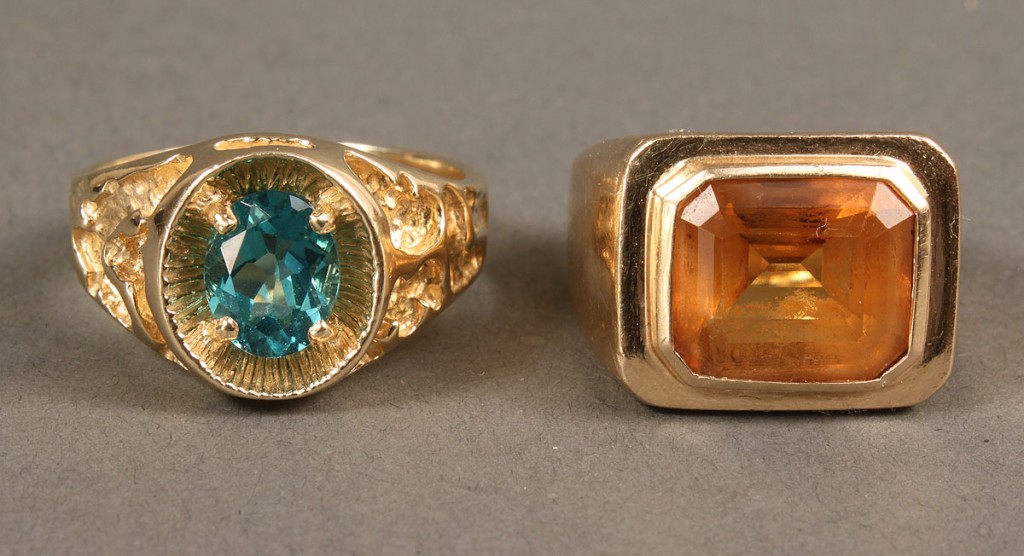 Lot 174: 2 14K Men's Rings with Stones