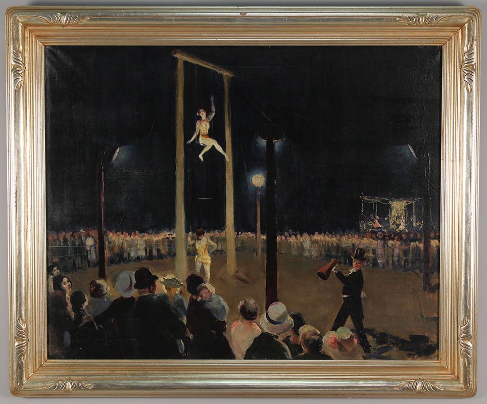 Lot 196: Ruth Harris Bohan oil on canvas, circus painting
