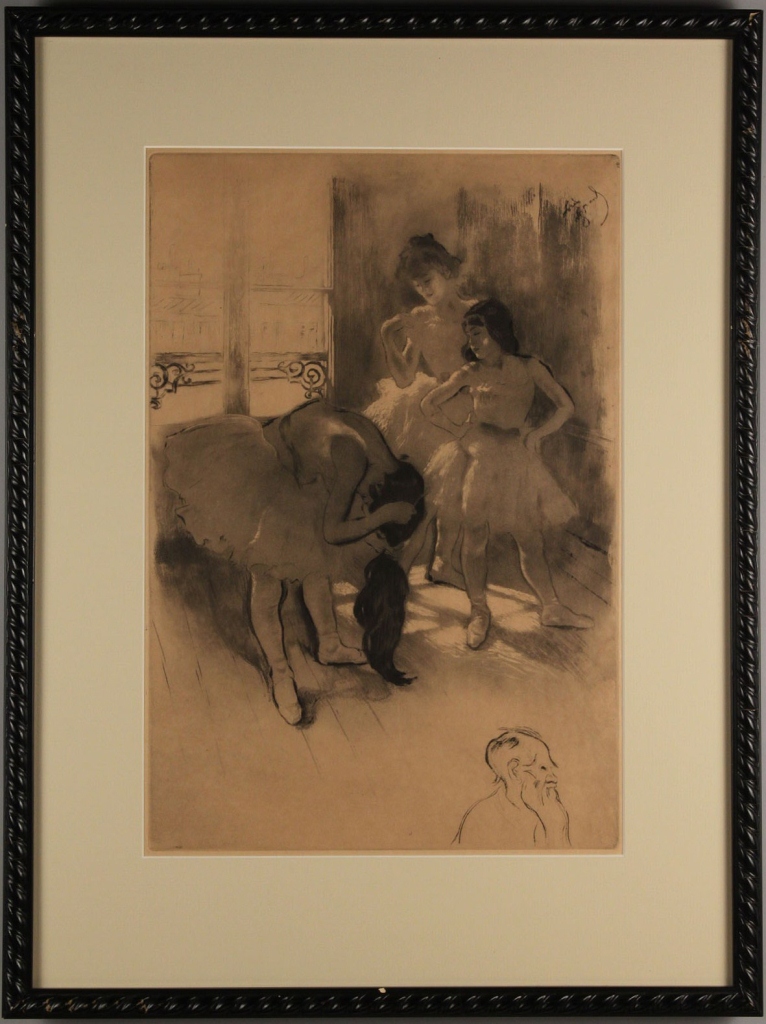 Lot 202: Louis Legrand Etching, "In Front of the Window"