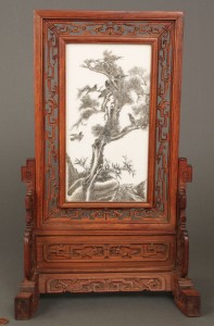 Lot 20: Chinese Republic Porcelain Scholar's Screen on Sta