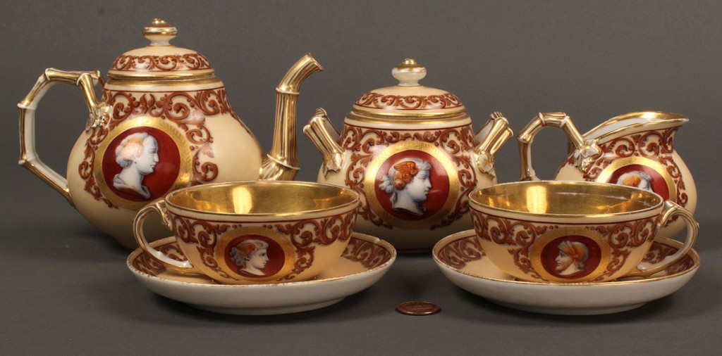 Lot 212: French Neoclassical porcelain tea set