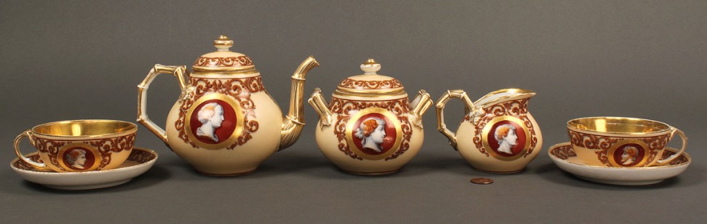Lot 212: French Neoclassical porcelain tea set