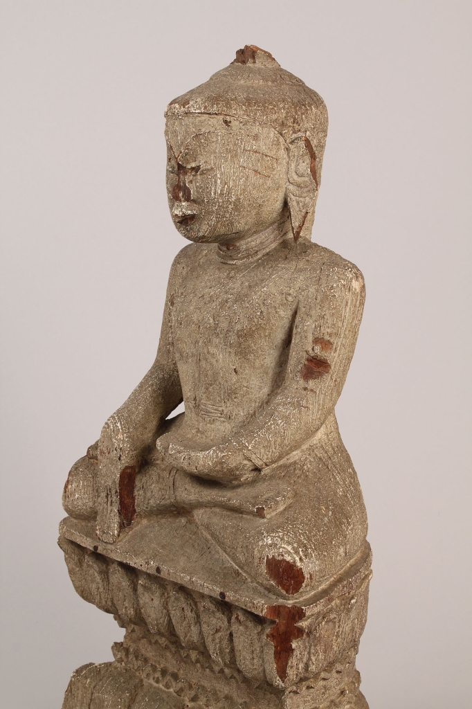 Lot 21: Asian Carved Buddha Figure, Painted