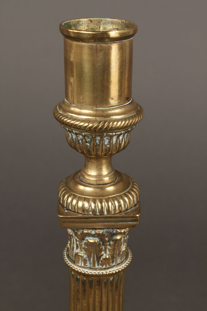 Lot 226: Pair Neoclassical Brass Candlesticks