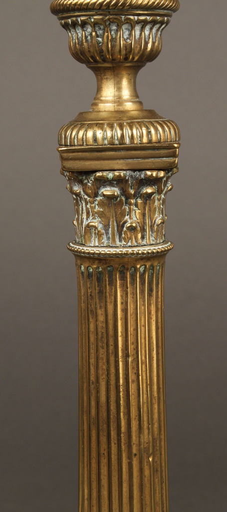 Lot 226: Pair Neoclassical Brass Candlesticks