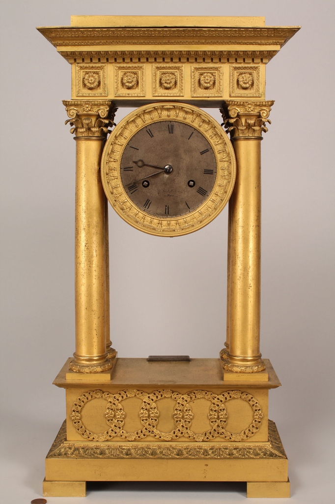 Lot 228: French Empire Portico clock
