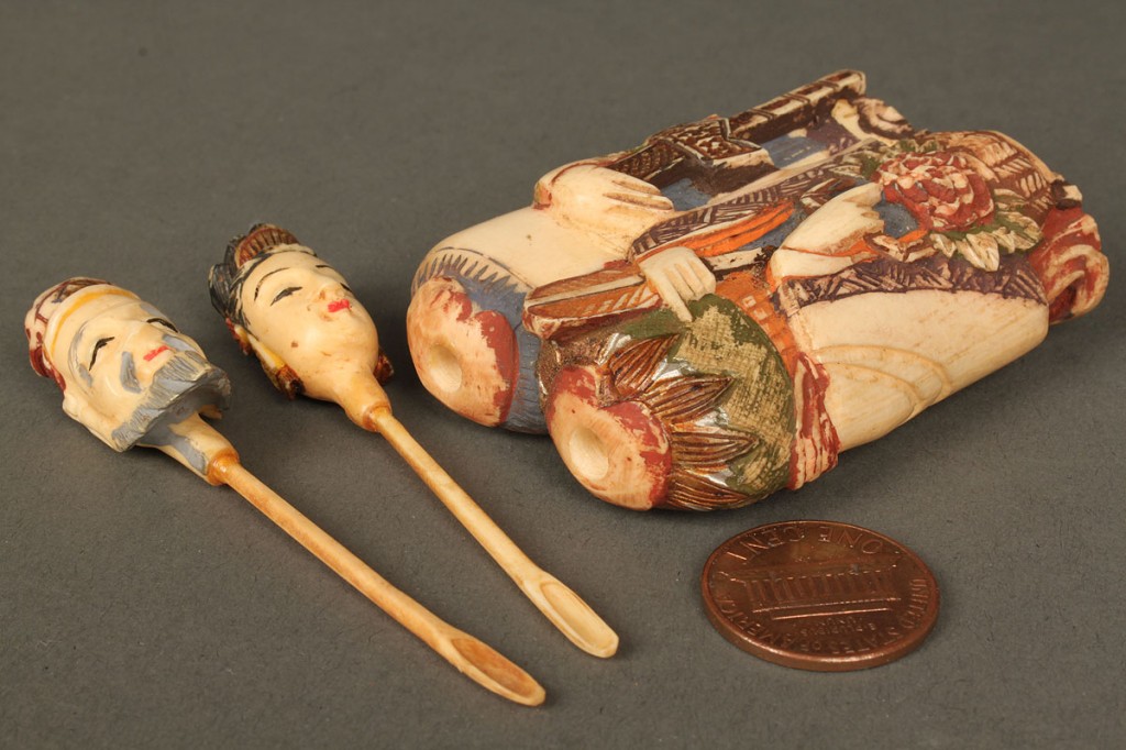Lot 241: Two figural snuff bottles