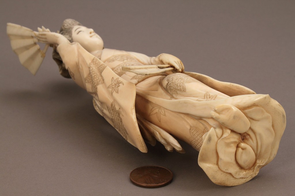 Lot 248: Ivory Okimono figure of a Geisha