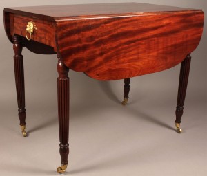 Lot 298: Federal Pembroke Table, labeled Charles Christian