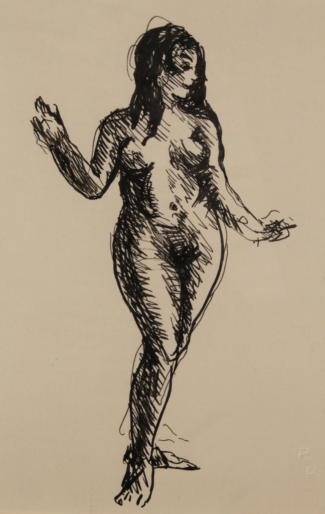 Lot 323: Robert Henri Ink and paper, female nude