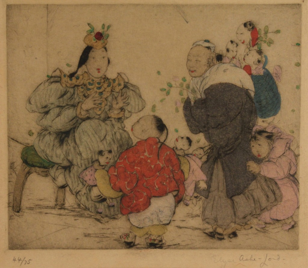 Lot 337: Two Elyse Ashe Lord Etchings, Oriental