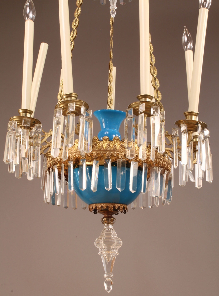 Lot 340: French Neoclassical Opaline chandelier