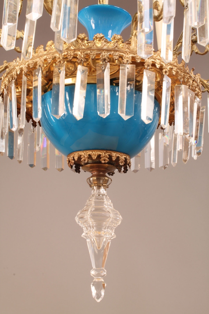 Lot 340: French Neoclassical Opaline chandelier