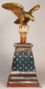 Lot 348: 19th C. gilded iron eagle on patriotic stand