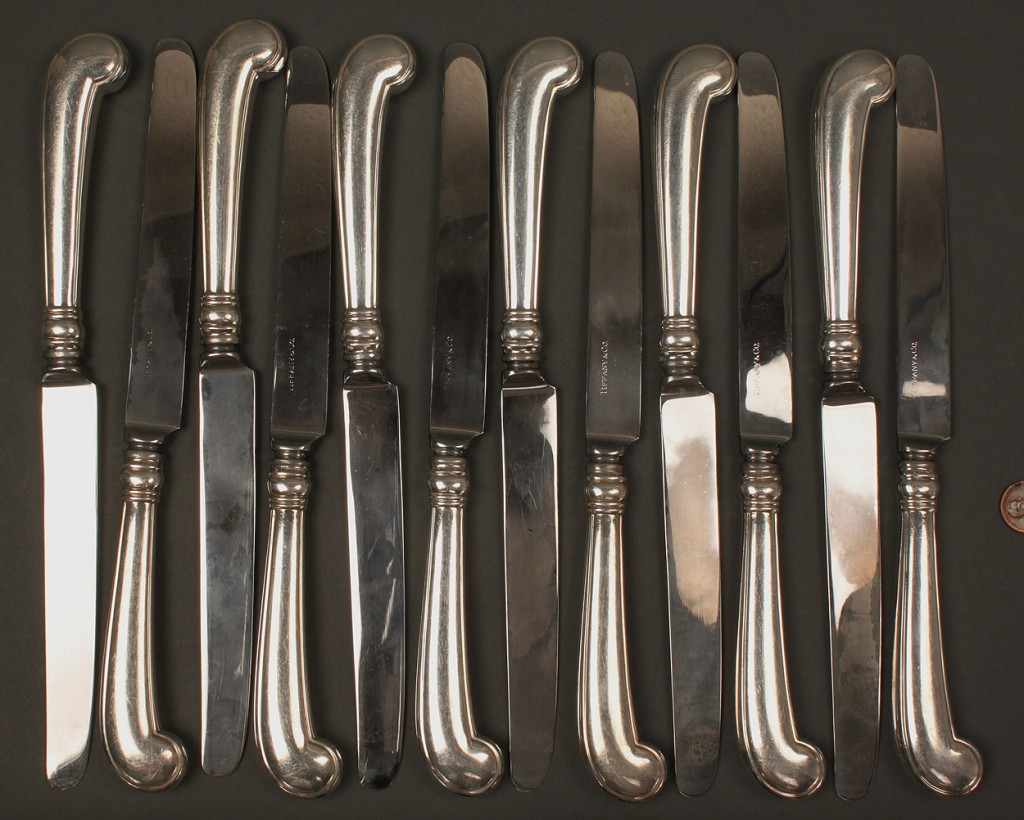 Lot 369: Twelve Tiffany sterling knives