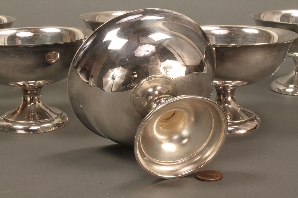 Lot 377: Set of 6 small sterling silver compotes