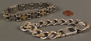 Lot 394: 2 Men's Sterling & 18K Gold Konstantino Bracelets