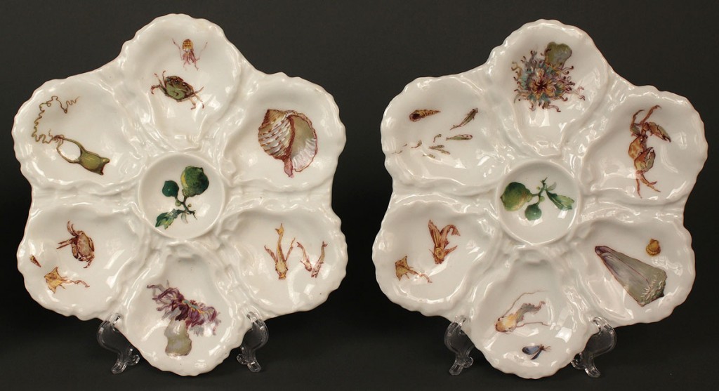 Lot 399: Six porcelain oyster and bone plates