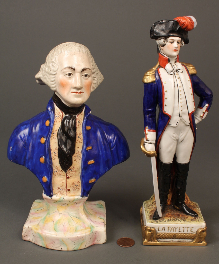 Lot 409: Porcelain Figures, Washington & Lafayette