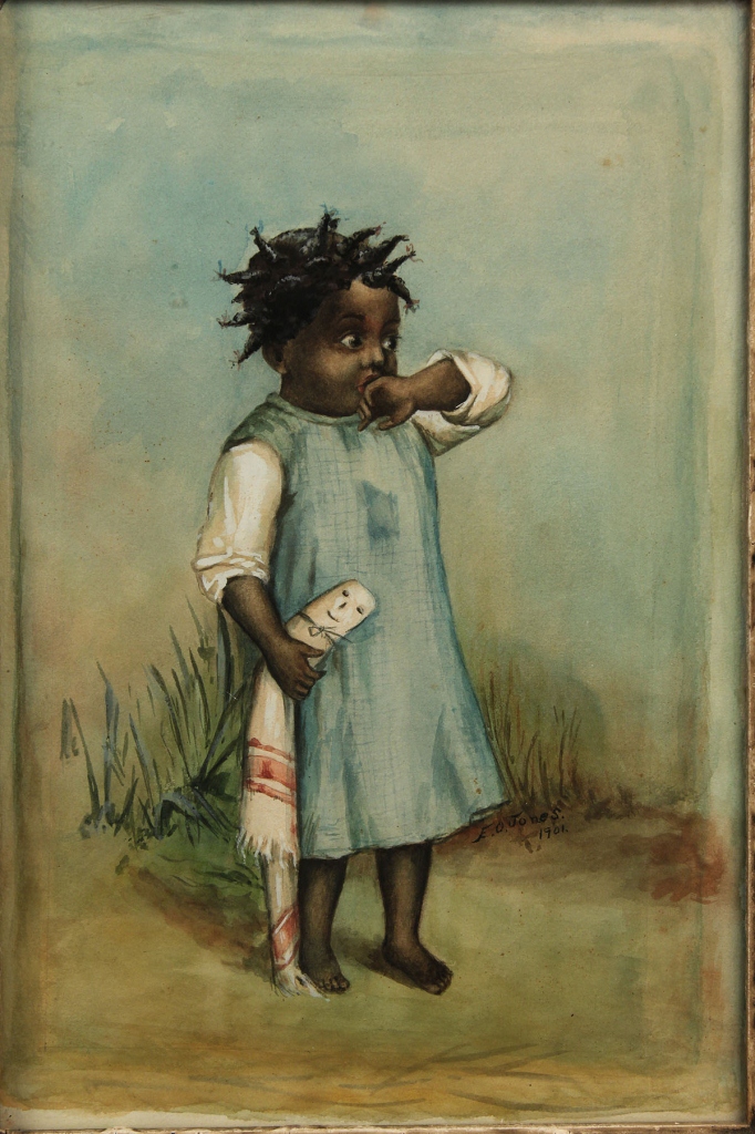 Lot 40: E. O. Jones Watercolor of African American Girl