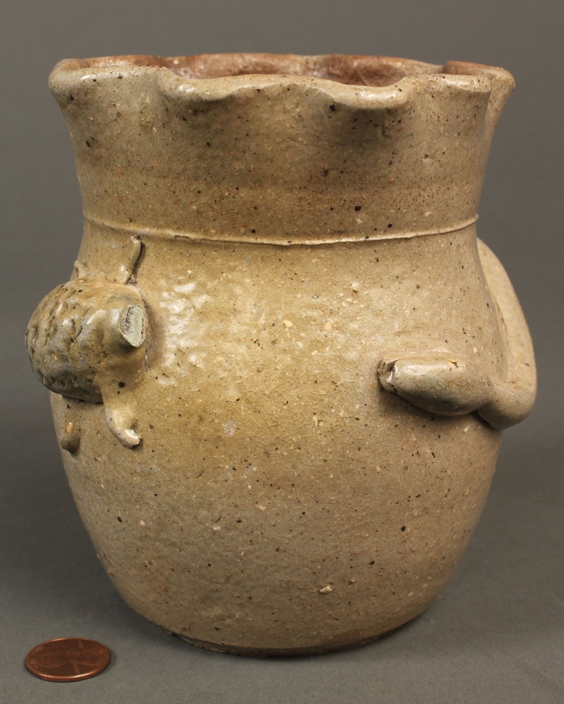 Lot 413: W. Tennessee Stoneware Pottery Vase w/ Snake Desig
