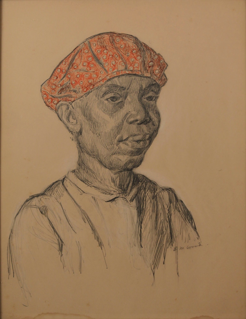 Lot 41: Ella M. Wood drawing, African American Mammy