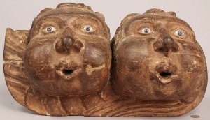 Lot 422: Pair of carved wood cherubs