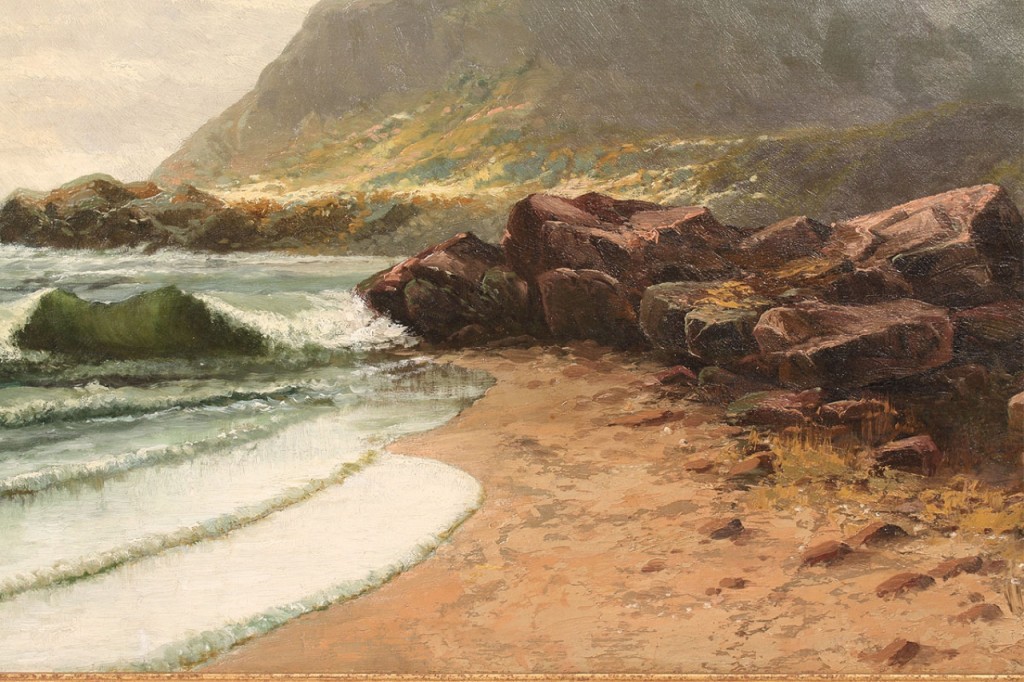 Lot 443: Manner of Alfred T. Bricher, o/c Coastal Landscape