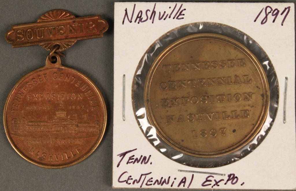 Lot 459: 3 Tennessee Centennial Souvenir Badges & 1 Coin