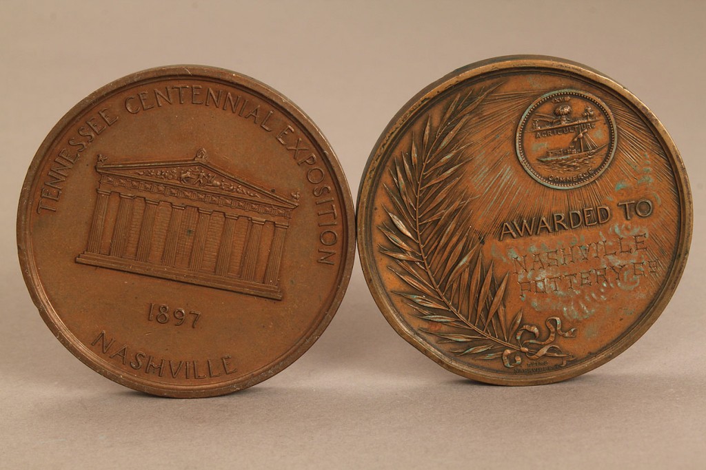 Lot 460: 2 TN Centennial Award Medals, Nashville Pottery