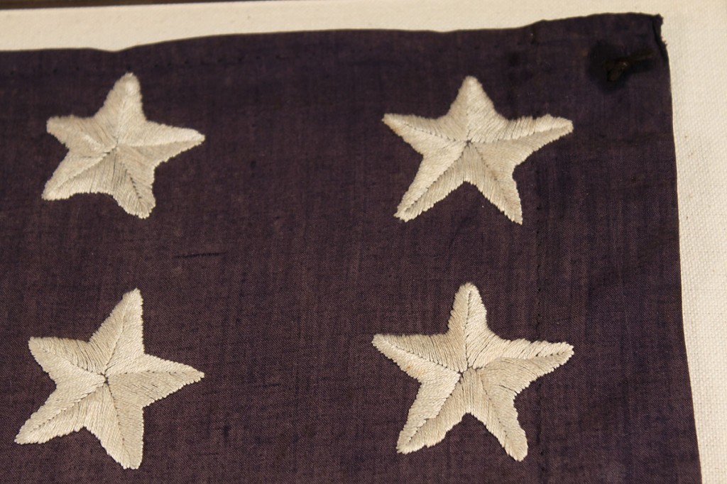 Lot 476: Large framed 48 star handmade flag