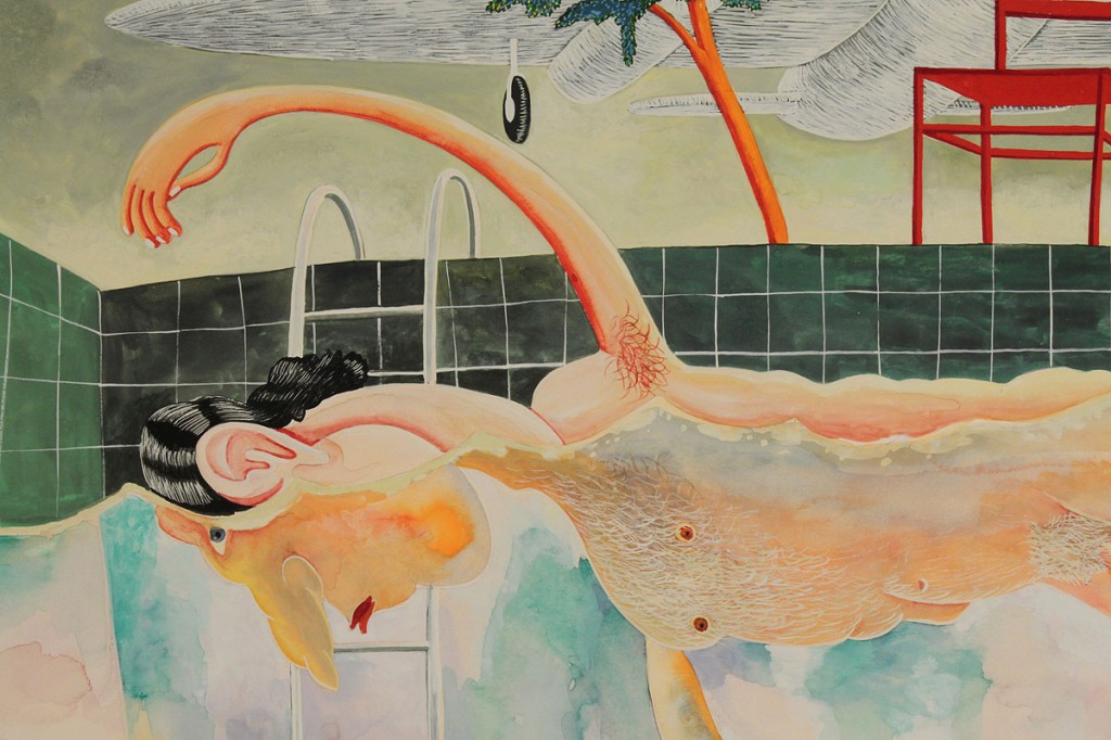 Lot 488: Robert Warrens surrealistic painting, A Pool