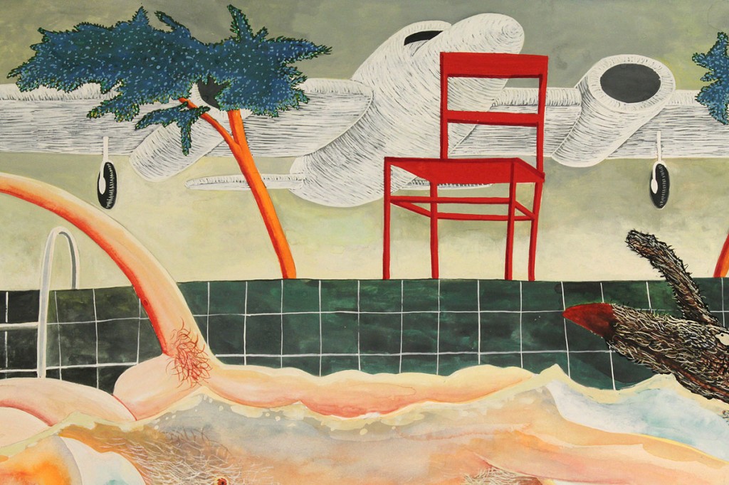 Lot 488: Robert Warrens surrealistic painting, A Pool