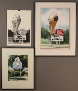 Lot 489: James Caulfield Watercolors & Study, Ice Cream Sho