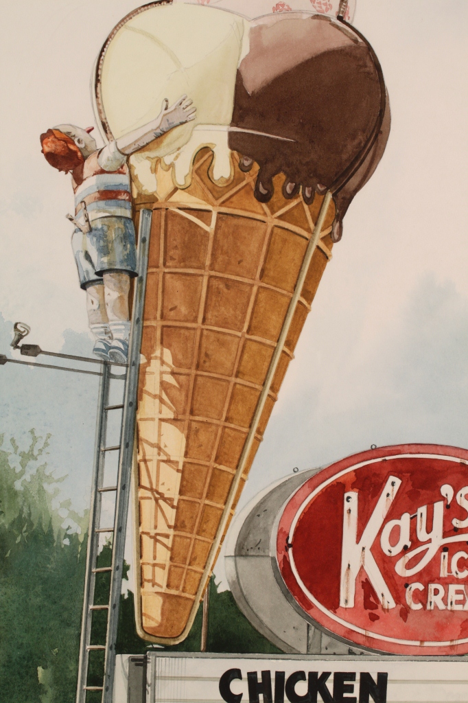 Lot 489: James Caulfield Watercolors & Study, Ice Cream Sho