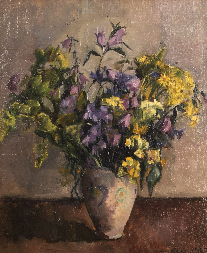 Lot 492: Oil on canvas, floral still life