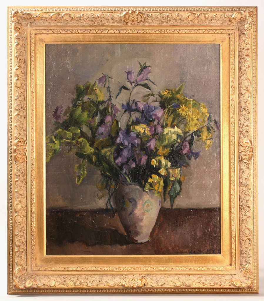 Lot 492: Oil on canvas, floral still life