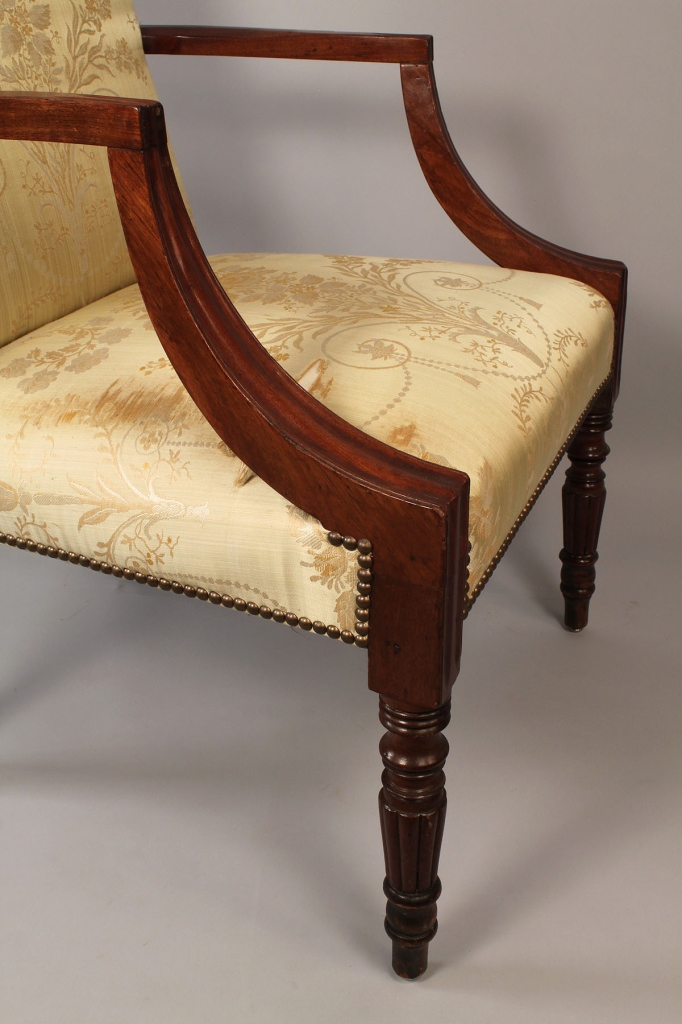 Lot 502: 19th century Sheraton upholstered arm chair