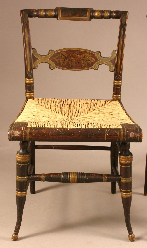 Lot 505: Pair of Fancy Painted Side Chairs